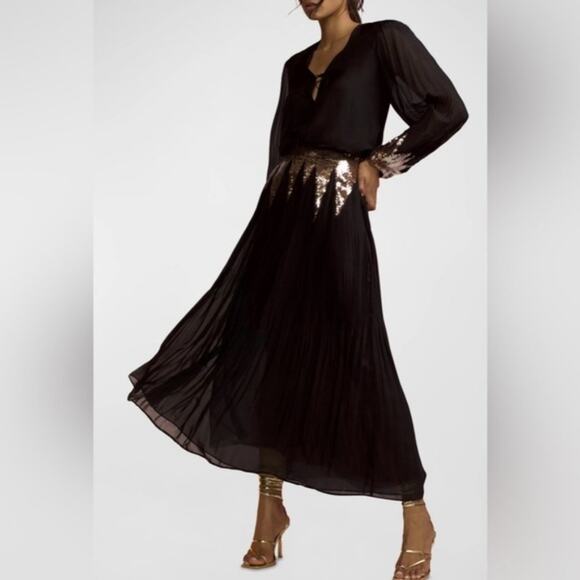 CYNTHIA ROWLEY Sequin Starburst Silk Maxi Skirt | US 6 - Picture 13 of 13